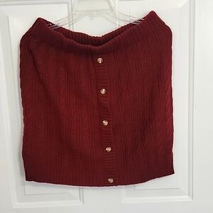 Burgundy Sweater Mini Skirt - 2X